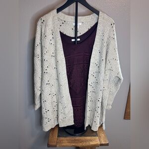 Women's Maurices Cream Open-Knit Cardigan Sweater